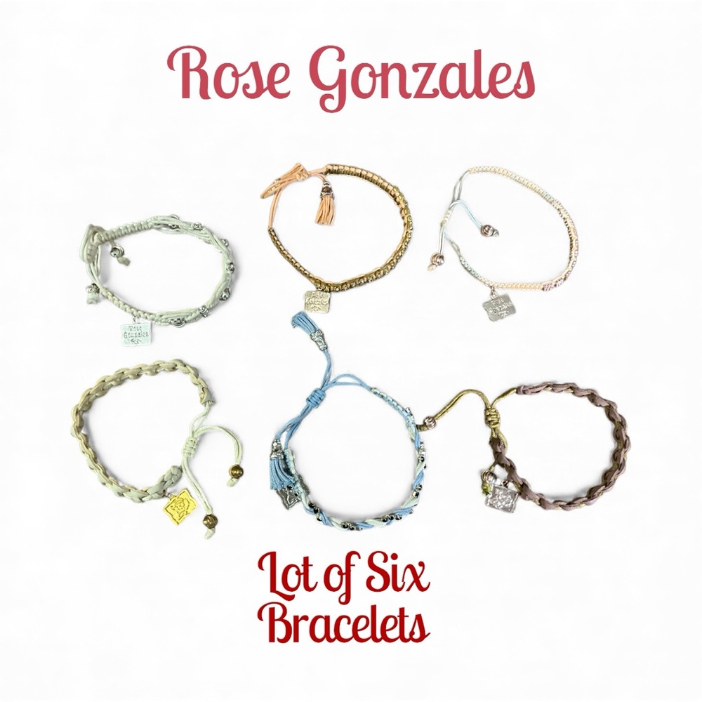 Rose Gonzales Lot of Six Pull Cord Bracelets Various Colors and Styles